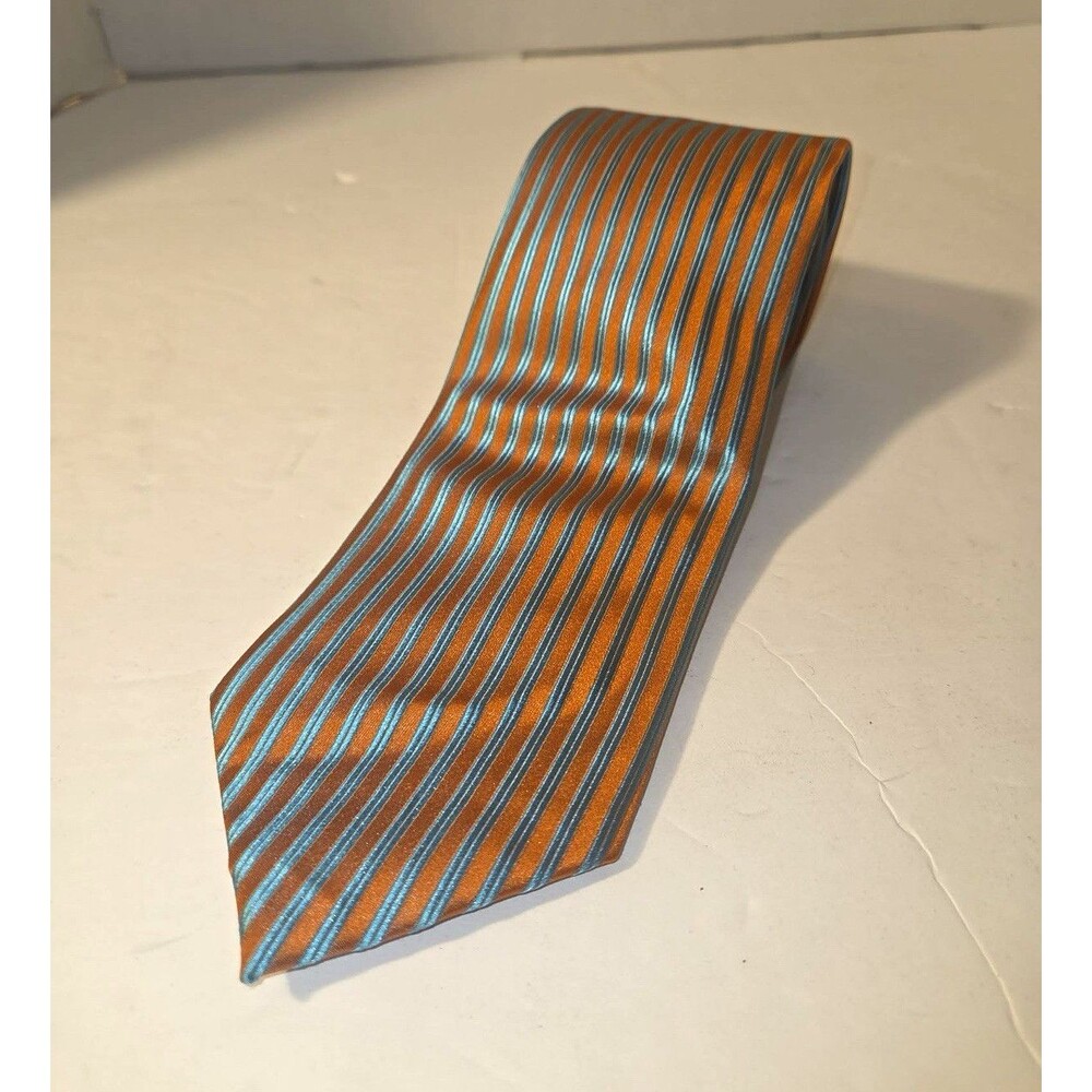 Lorenzo Cana Men's Striped Silk Tie Brown Blue Classic Necktie